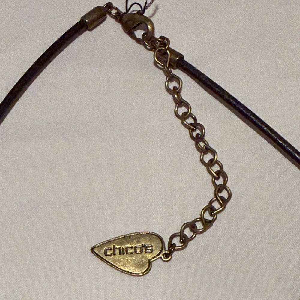 Chico's Metallic Gold and Antique Brass Statement Necklace - Picture 5 of 7